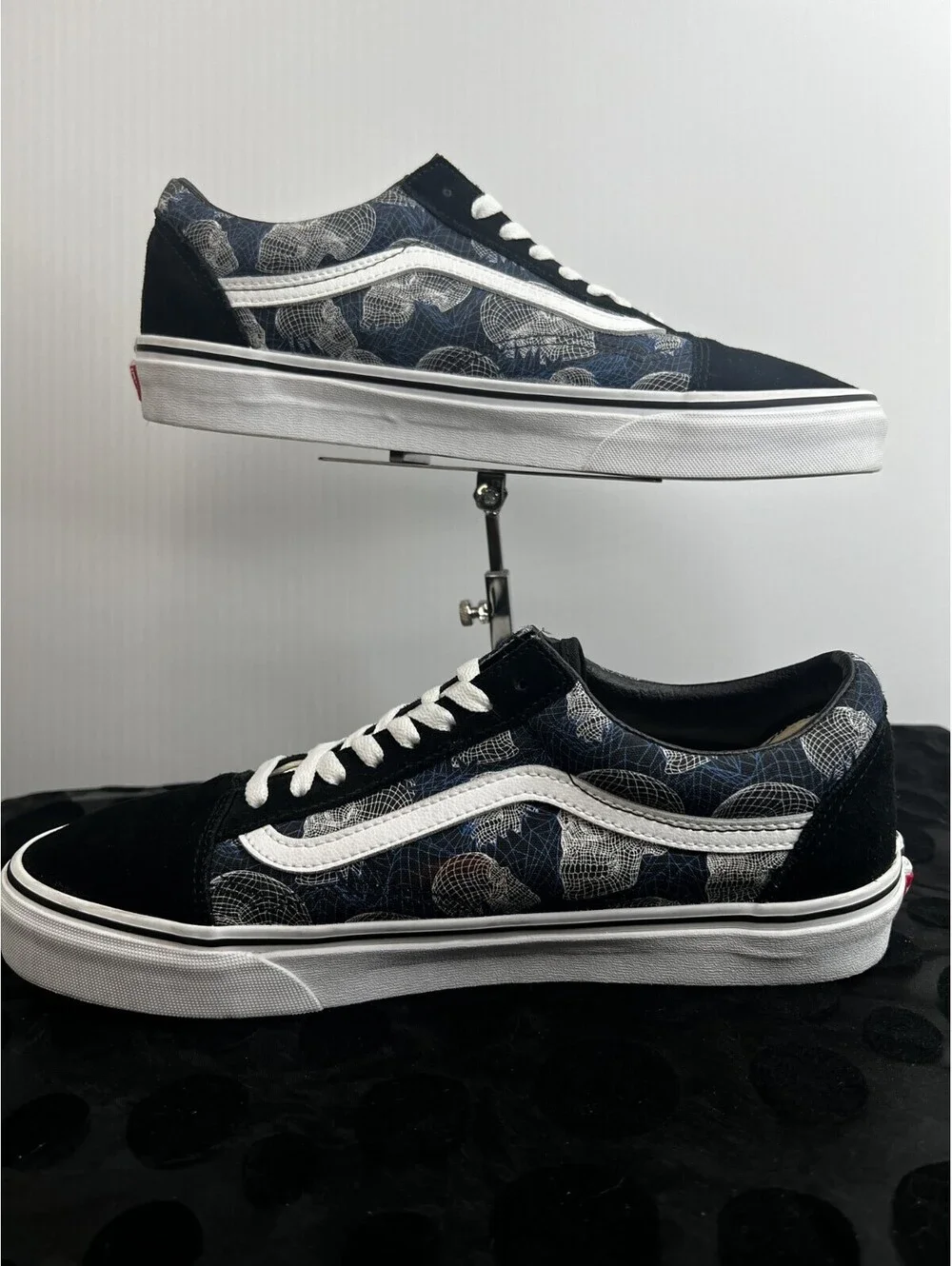 Vans Old Skool Wireframe Skull Print Sneakers Men's 11.5 Blue Black EU45